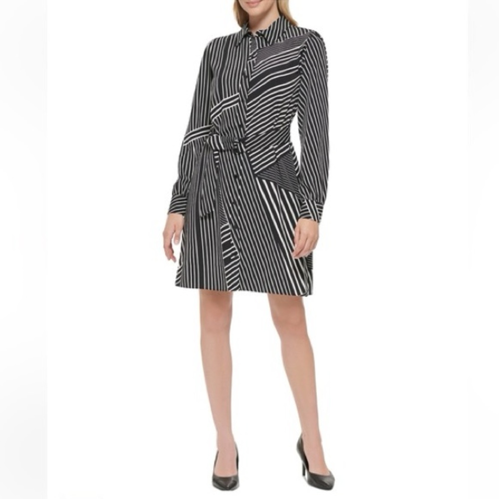Karl Lagerfeld Paris Women's Printed Button-Front Shirtdress - Black/White